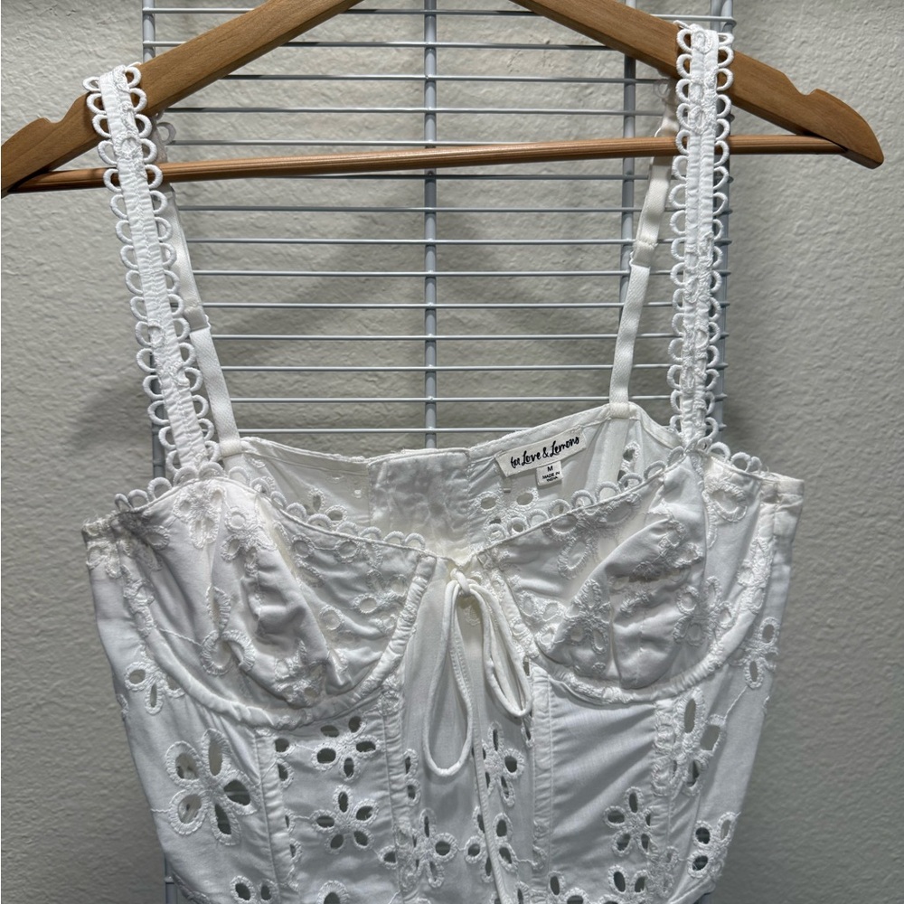 For Love And Lemons White Lace Floral Top